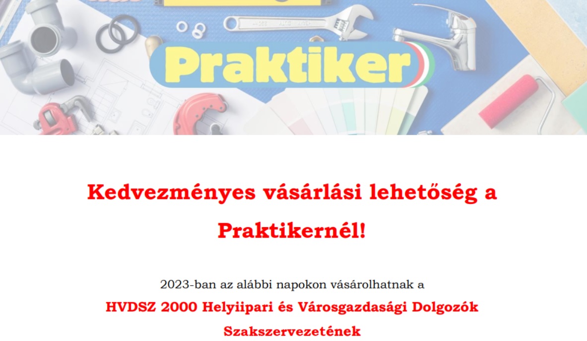 Kedvezményes Praktiker vásárlási napok 2023 -ban a HVDSZ2000 tagaji részére